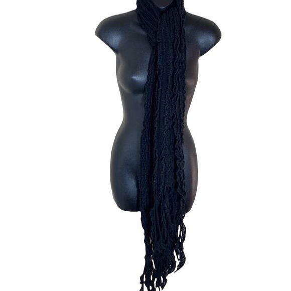 Arden B scarf long black accordion pleated open knit scarf - Picture 5 of 5